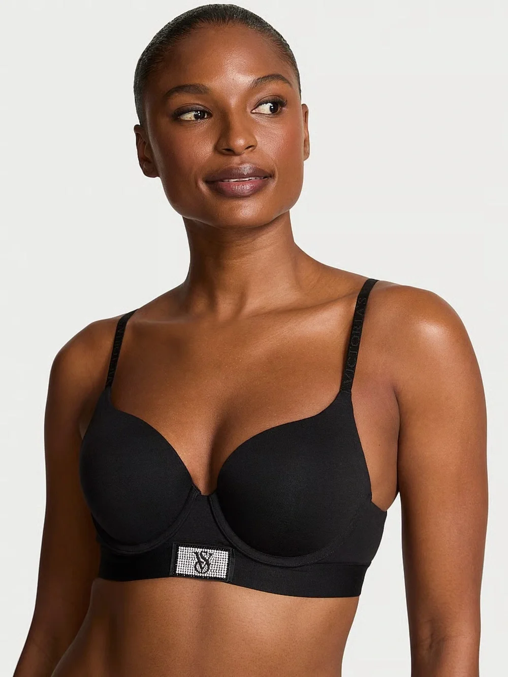 Victoria's Secret Perfect Shape Shine Patch Black Push-Up Bra Size 40DD